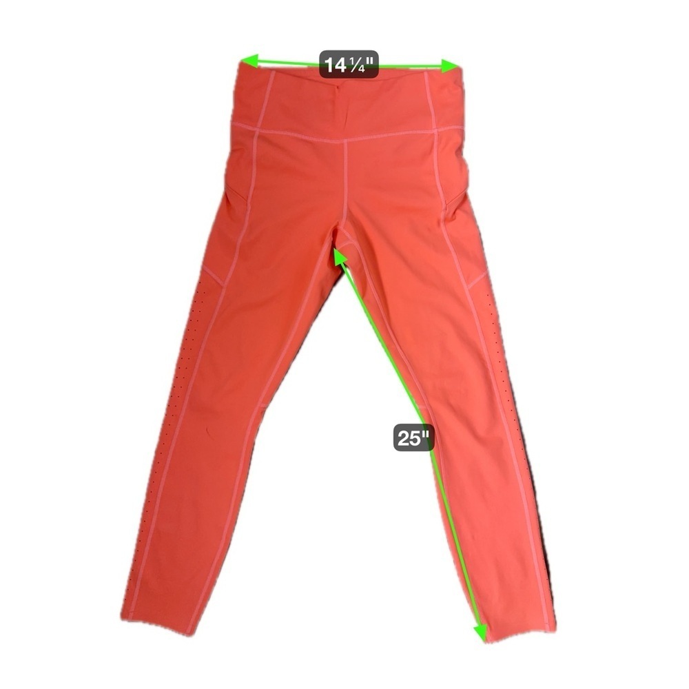 Athleta Laser-Cut High Rise Run Tight in Neon Coral | Compression Leggings Small - Picture 15 of 15